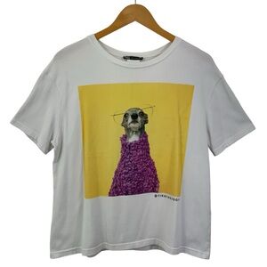 ZARA x Tika The Iggy Print White T-Shirt Size Medium G30